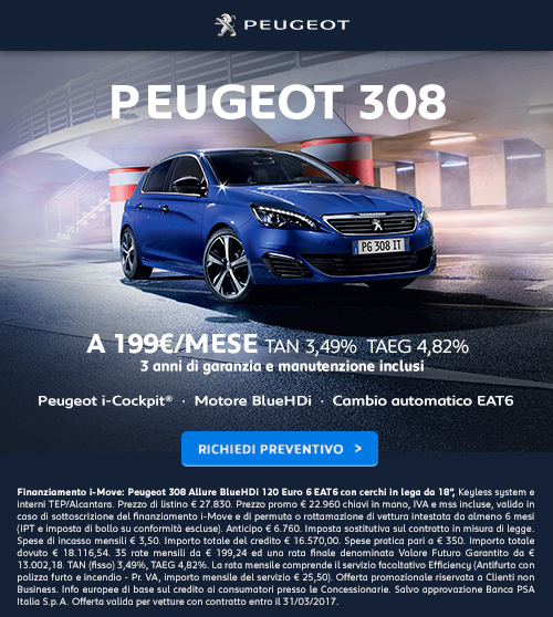 Peugeot 308: richiedi un preventivo