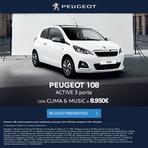 Peugeot 108: richiedi un preventivo